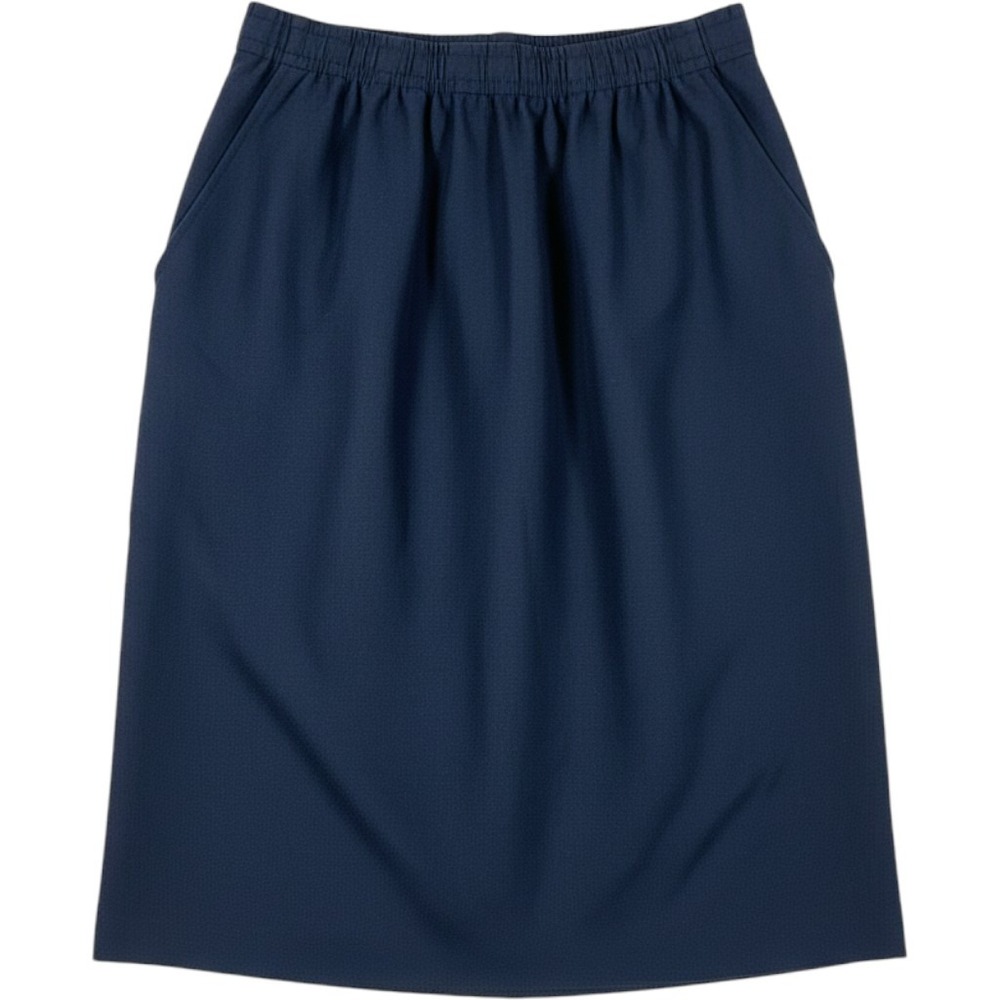 Personal II Navy Blue A-Line Midi Skirt Side Pockets Size 32 Vintage Style